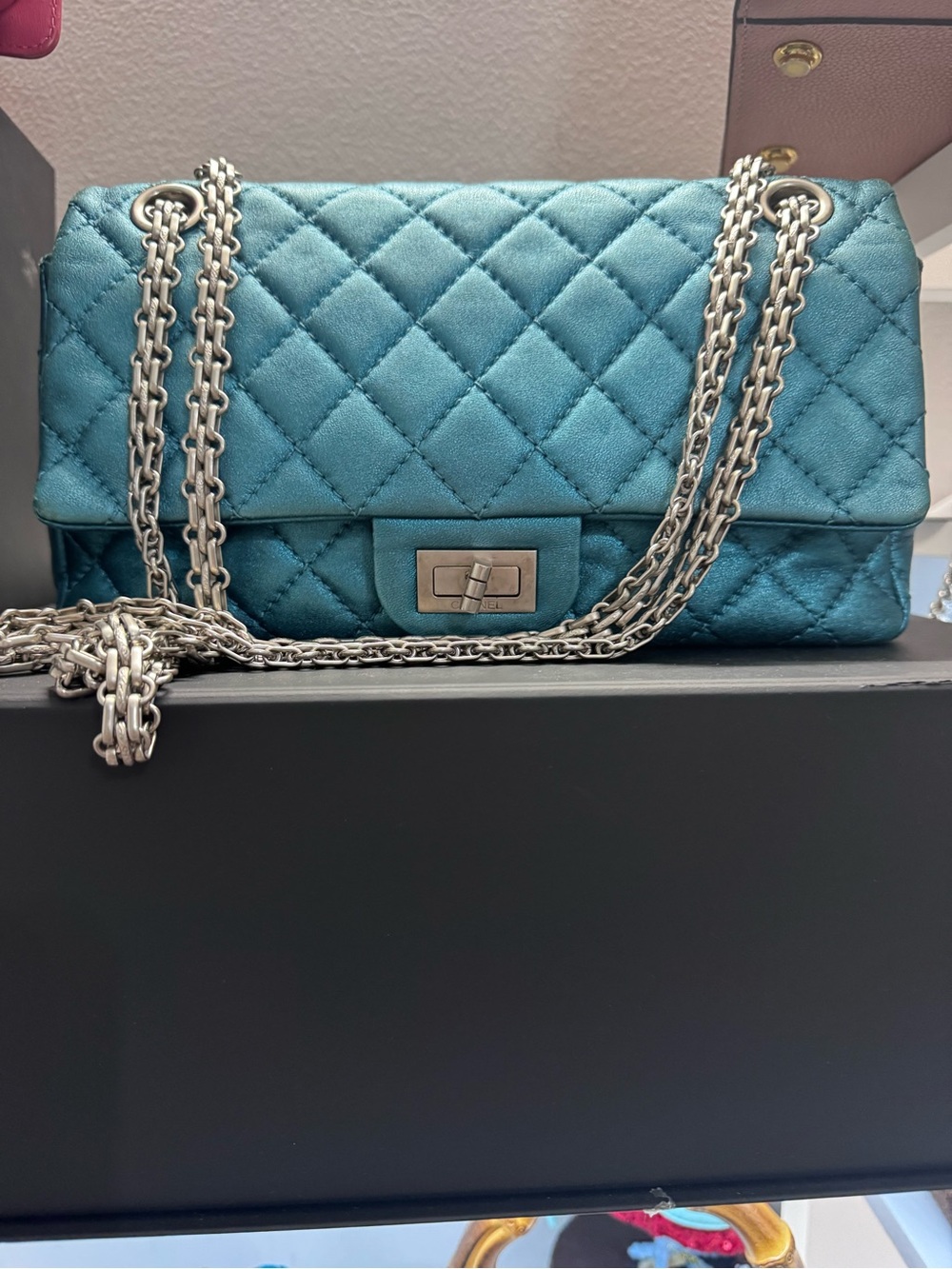 Chanel metallic double flap